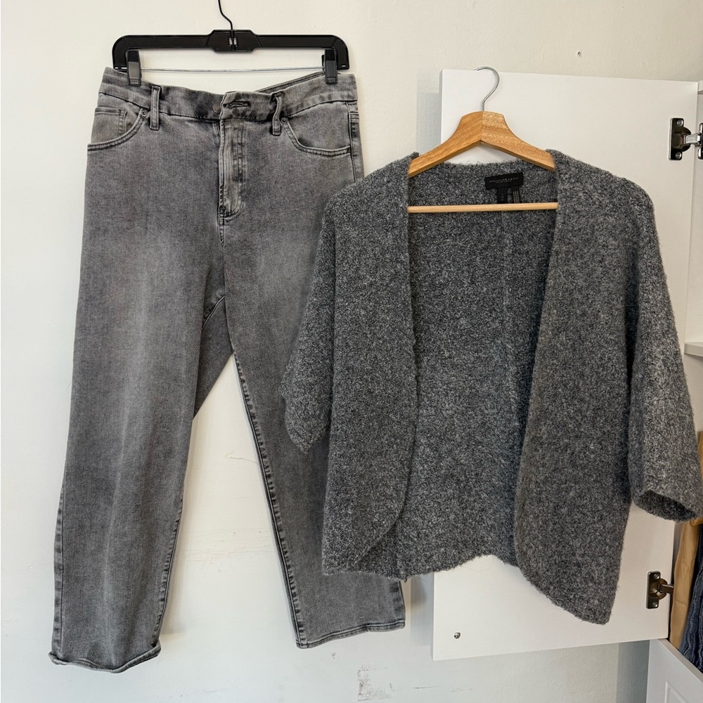 Sold as set—Donna Karan Gray Sweater and Express Straight Leg Jeans